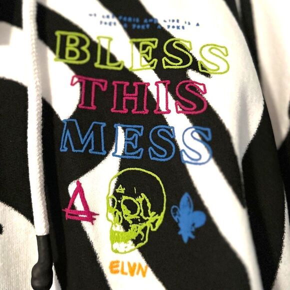 Eleven Paris Bless This Mess Cotton Hoodie Swirl Aop Skull Mens Size Large 42 44 - Picture 5 of 8